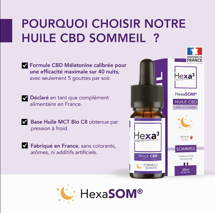 🌙 Huile CBD Sommeil 20% - 40 Nuits Fraise | HexaSOM® Hexa3